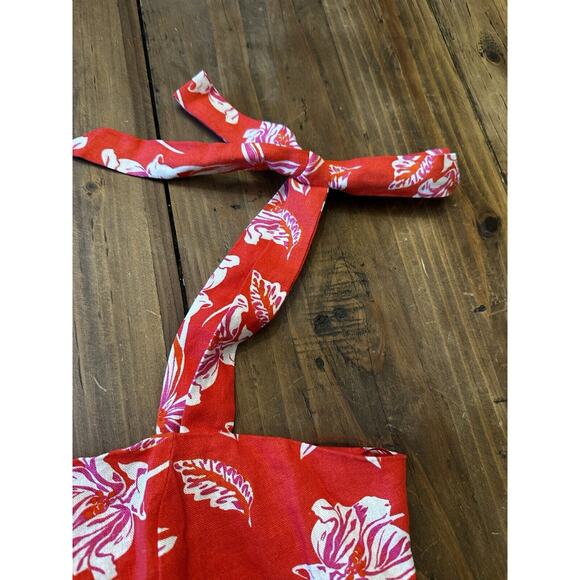 Joie Cropped Linen Tank Floral Tropical Size 10 Tie Straps Summer Beach Resort - Picture 3 of 15
